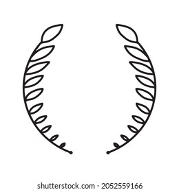 Laurel wreath. Vector hand drawn laurel wreath isolated on white background. Doodle style. Outline floral frame.