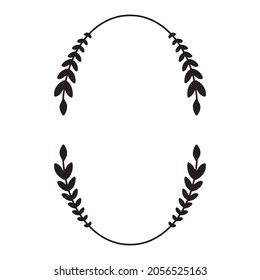 Laurel wreath. Vector hand drawn laurel wreath isolated on white background. Doodle style. Silhouette floral frame.