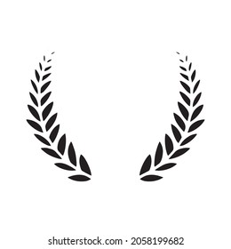 Laurel wreath. Vector hand drawn laurel wreath isolated on white background. Doodle style. Silhouette floral frame.