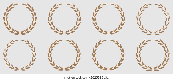Ícone de vetor de grinalda de louro. Ilustração de vetor de ícone de moldura de coroa de louro preta. Silhueta coleção vintage. Coroas de louro e ramos com folhas. Coleção de coroas folhosas de louro silhueta