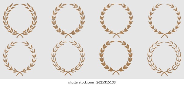 Laurel wreath vector icon. Black laurel wreath frame icon vector illustration. Silhouette vintage collection. Laurel wreaths and branches with leaves. Silhouette laurel foliate wreaths collection