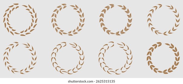 Ícone de vetor de grinalda de louro. Ilustração de vetor de ícone de moldura de coroa de louro preta. Silhueta coleção vintage. Coroas de louro e ramos com folhas. Coleção de coroas folhosas de louro silhueta