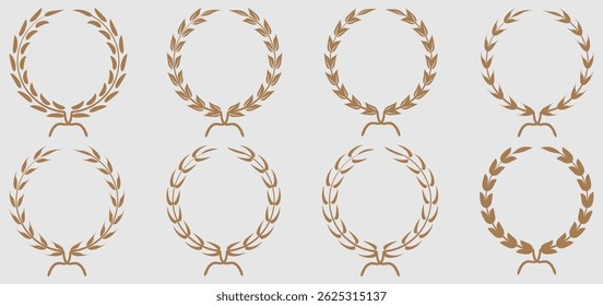 Laurel wreath vector icon. Black laurel wreath frame icon vector illustration. Silhouette vintage collection. Laurel wreaths and branches with leaves. Silhouette laurel foliate wreaths collection