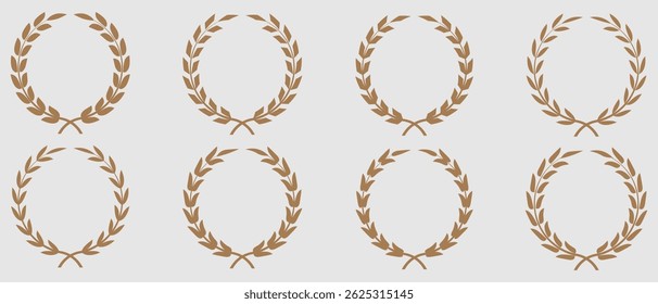 Ícone de vetor de grinalda de louro. Ilustração de vetor de ícone de moldura de coroa de louro preta. Silhueta coleção vintage. Coroas de louro e ramos com folhas. Coleção de coroas folhosas de louro silhueta