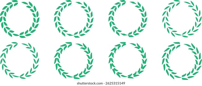 Ícone de vetor de grinalda de louro. Ilustração de vetor de ícone de moldura de coroa de louro preta. Silhueta coleção vintage. Coroas de louro e ramos com folhas. Coleção de coroas folhosas de louro silhueta