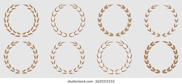 Ícone de vetor de grinalda de louro. Ilustração de vetor de ícone de moldura de coroa de louro preta. Silhueta coleção vintage. Coroas de louro e ramos com folhas. Coleção de coroas folhosas de louro silhueta