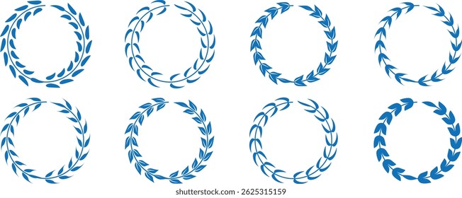 Ícone de vetor de grinalda de louro. Ilustração de vetor de ícone de moldura de coroa de louro preta. Silhueta coleção vintage. Coroas de louro e ramos com folhas. Coleção de coroas folhosas de louro silhueta