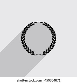 laurel wreath vector icon with long shadow