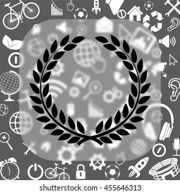 laurel wreath vector icon - matte glass button on background consisting of different icons