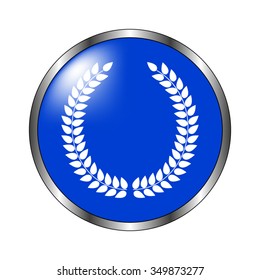 Laurel Wreath - vector icon on the blue button