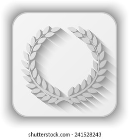laurel wreath vector icon - paper button 