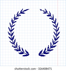 Laurel Wreath. Vector icon with pen effect 