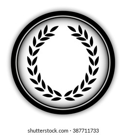 Laurel Wreath - vector icon; round  button with shadow