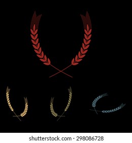 Laurel Wreath. Vector icon  set. Isometric effect