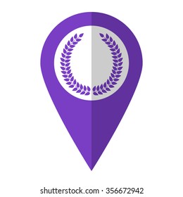 Laurel Wreath - vector icon;  violet map pointer