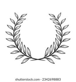 Laurel wreath vector illustration black and white hand drawn