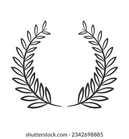Laurel wreath vector illustration black and white hand drawn