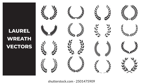 Laurel wreath vector illustration set