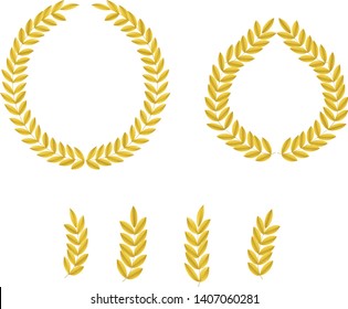 Laurel wreath. Vector isolated image of Laurel wreath in gold color.
