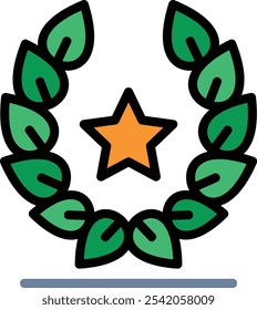 Laurel Wreath Vector Line Filled Icon Design