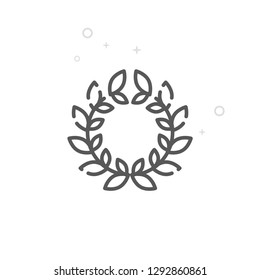 Laurel Wreath Vector Line Icon. Victory Symbol, Pictogram, Sign. Light Abstract Geometric Background. Editable Stroke. Adjust Line Weight. Design with Pixel Perfection.
