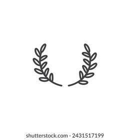 Laurel Wreath Vector Line Icon illustration.