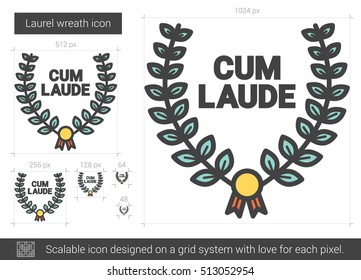Icono de línea vectorial de la corona de Laurel aislado en fondo blanco. Icono de la línea Laurel para infografía, sitio web o aplicación. Icono escalable diseñado en un sistema de cuadrícula.