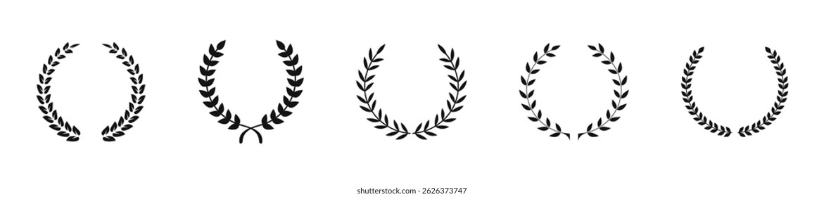 Laurel wreath vector royal symbol vector set. Classic laurel wreaths for awards and honors