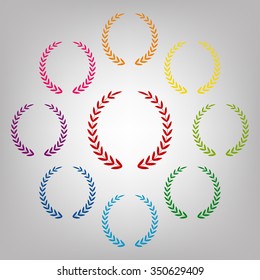Laurel Wreath vector sign. Icons colorful set