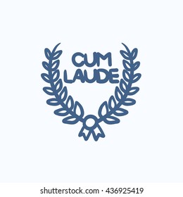 Icono de dibujo vectorial Laurel wreath aislado en el fondo. Icono de la corona de Laurel dibujado mano. Icono de dibujo de Laurel wreath para infografía, sitio web o aplicación.
