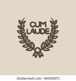 Icono de dibujo vectorial Laurel wreath aislado en el fondo. Icono de la corona de Laurel dibujado mano. Icono de dibujo de Laurel wreath para infografía, sitio web o aplicación.