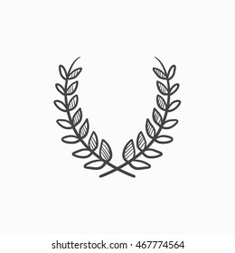 Icono de dibujo vectorial Laurel wreath aislado en el fondo. Icono de la corona de Laurel dibujado mano. Icono de dibujo de Laurel wreath para infografía, sitio web o aplicación.