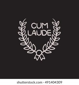 Laurel wreath vector sketch icon isolated on background. Hand drawn Laurel wreath icon. Laurel wreath sketch icon for infographic, website or app.