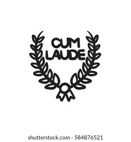 Icono de dibujo vectorial Laurel wreath aislado en el fondo. Icono de la corona de Laurel dibujado mano. Icono de dibujo de Laurel wreath para infografía, sitio web o aplicación.