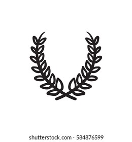 Icono de dibujo vectorial Laurel wreath aislado en el fondo. Icono de la corona de Laurel dibujado mano. Icono de dibujo de Laurel wreath para infografía, sitio web o aplicación.