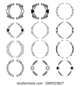 Laurel wreath vector for Valentine, Twelve of black and white laurel wreath, Decoration laurel wreath for postcard and party, Simply cute cartoon laurel wreath, Vector illustration