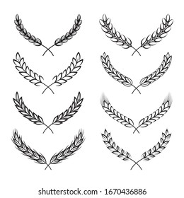 Laurel wreath vector. Winner symbol. Sports topics. Set of images on a white background.