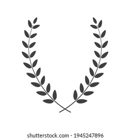 Laurel wreath vertical placed on white background. Vector illustration.