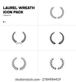 Laurel wreath of victory and branches with leaves icon
