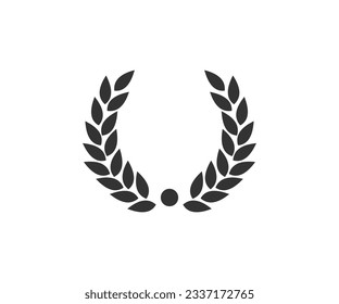 Laurel wreath of victory icon. Heraldic trophy crest, Greek and Roman olive branch award, winner round emblem vector design and illustration.