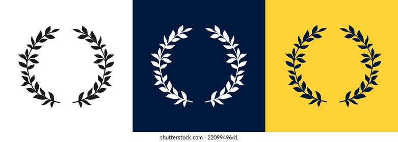 Laurel wreath victory icon set