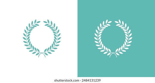 Laurel wreath victory icon set