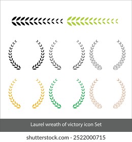 Laurel wreath of victory icon set