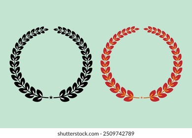 Laurel wreath victory icon. Vector laurel wreath isolated on white background. Laurel wreath. black circular foliate laurels branches.