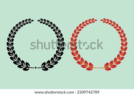 Laurel wreath victory icon. Vector laurel wreath isolated on white background. Laurel wreath. black circular foliate laurels branches.