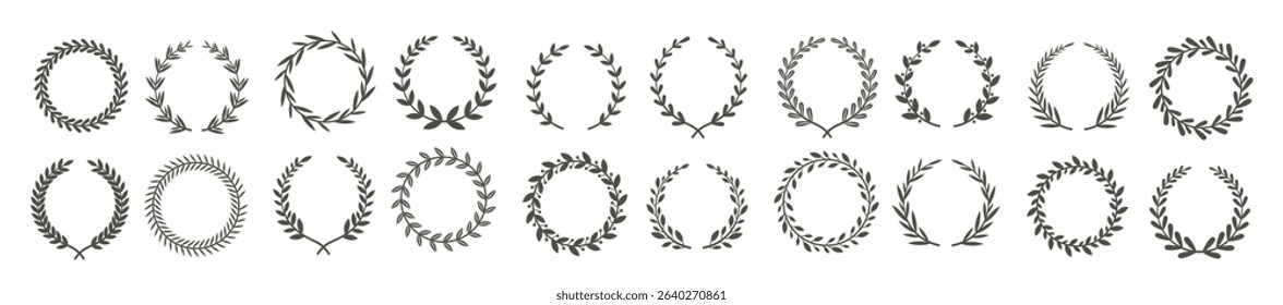 laurel wreath vintage heraldry branching leaf wreaths laurels leaves laurels nobility label set 
