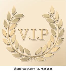 Laurel wreath for VIP on gold background 