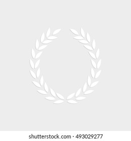 Laurel Wreath - white vector  icon with shadow