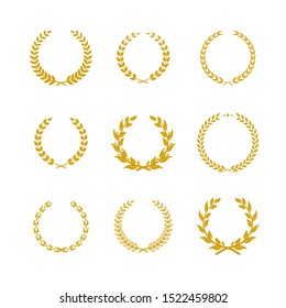 laurel wreath winner symbol icon set vector