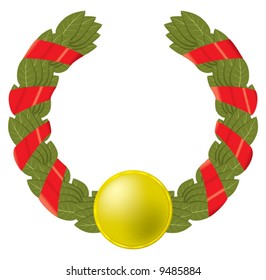 Laurel wreath of the winner. Vector illustration. Isolated on a white background.